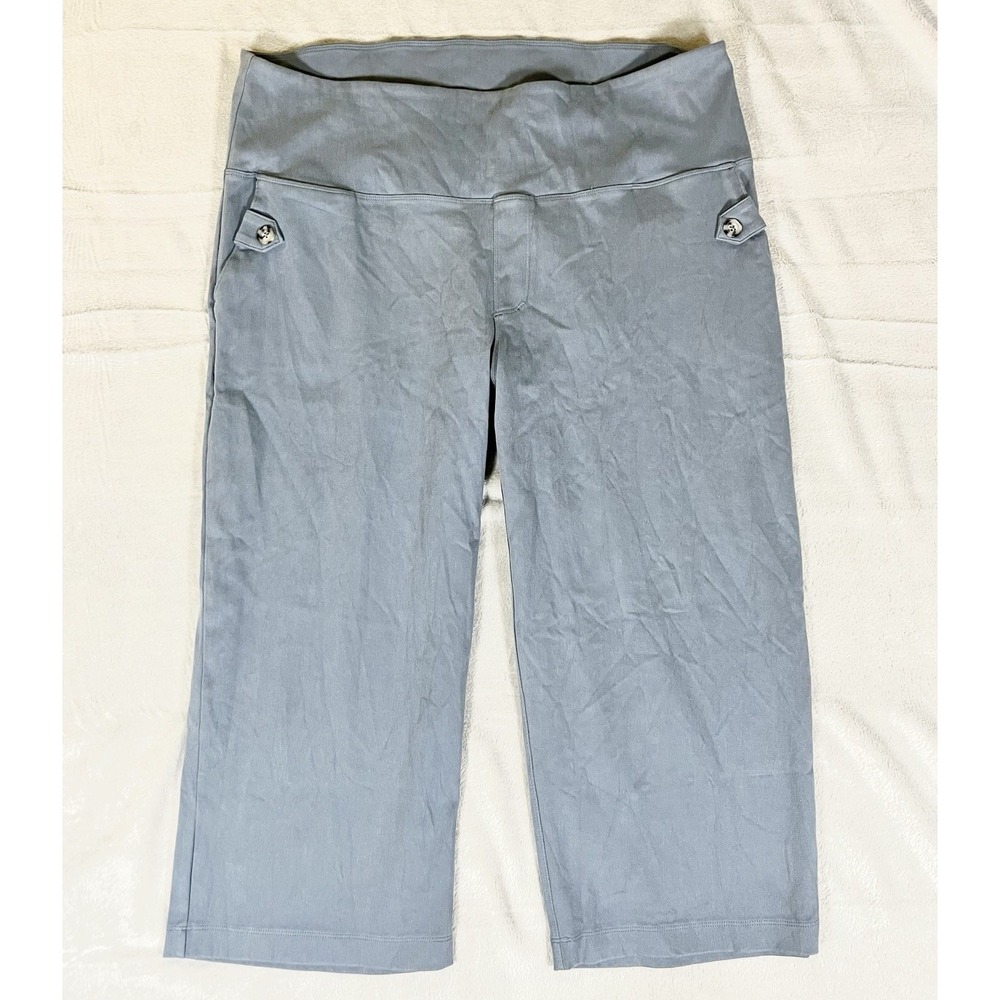 Ruby Ribbon Flare Capri Slate Blue Plus Sz XXL Slimming Comfort Pockets Stretch